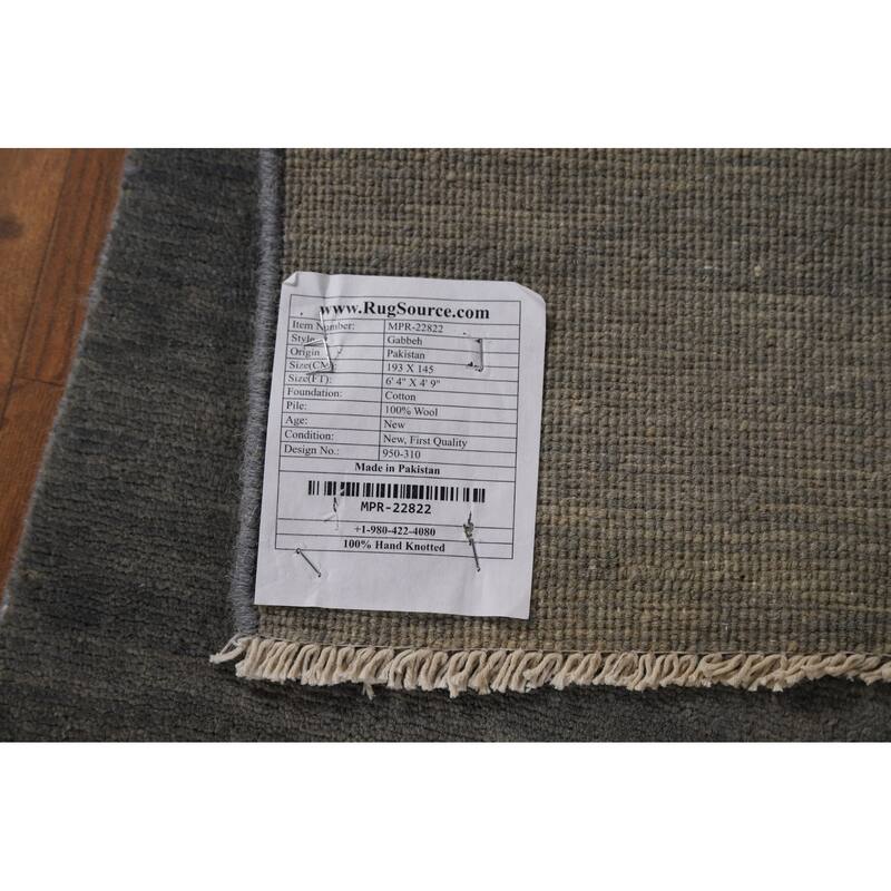 Gray Gabbeh Modern Area Rug Handmade Wool Carpet - 4'9" x 6'4"