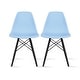 preview thumbnail 1 of 17, Plastic Eiffel Chairs Solid Wood Legs Molded Modern Armless Side Dining For Kitchen Work Office Blue