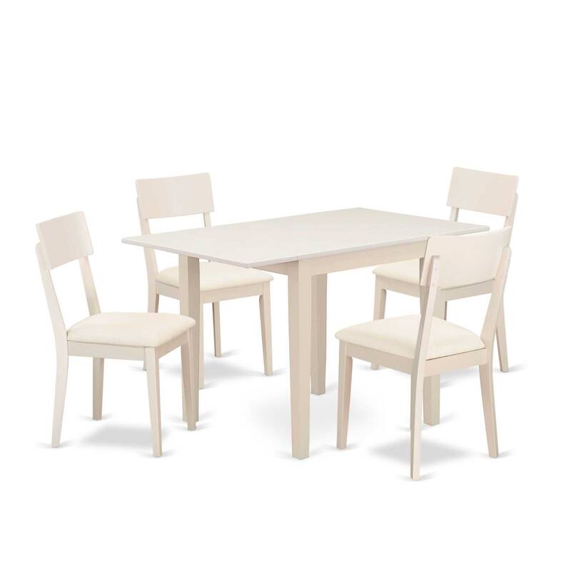 HomeStock 5-Pc Linen White Finish Solid Wood Top-Dining Room Set-Seats 4