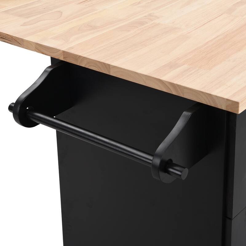 Farmhouse Kitchen Island Set with Drop Leaf and 2 Seatings