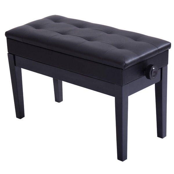 Adjustable Duet Piano Bench With Storage Shop Costway Height Adjustable Double Duet Piano Bench PU Leather