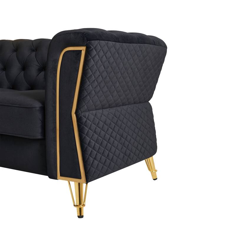 Modern Tufted Velvet Sofa 87.4 inch for Living Room