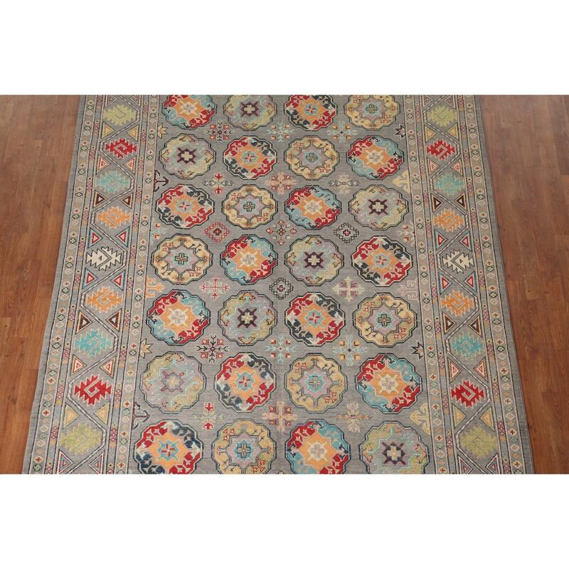All-Over Kazak Area Rug Hand-Knotted Wool Carpet - 6'9" x 9'8"