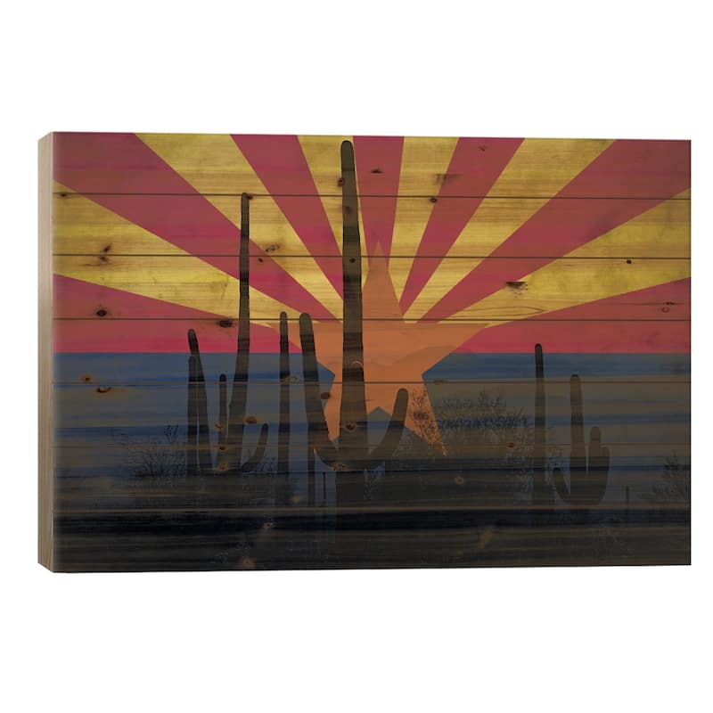 Arizona (Cacti) Print On Wood by iCanvas - Multi-Color - 18x26x1.5