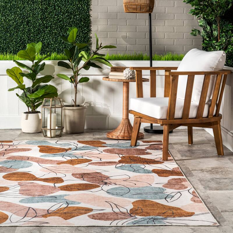 Nuloom Deisy Abstract Floral Machine Washable Indoor/Outdoor Area Rug