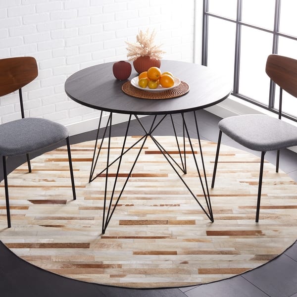 slide 2 of 29, SAFAVIEH Handmade Studio Leather Ania Modern Leather Rug 6' Round - Tan/Ivory - Round