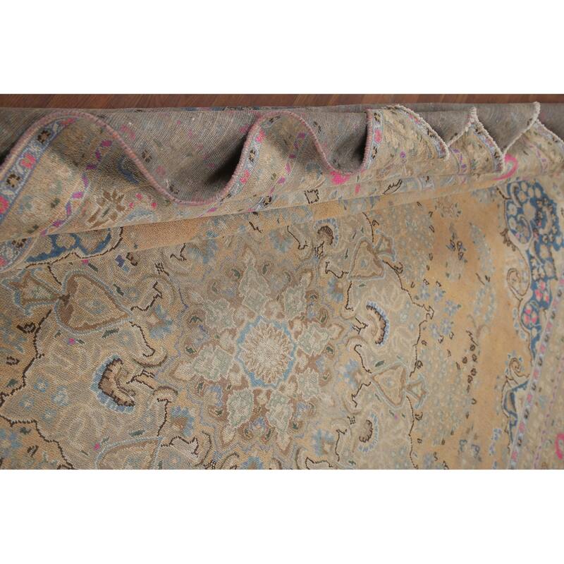 Hand Knotted Oriental 100% Wool Carpet Traditional Floral Peach Tabriz Area Rug - 12' 6'' X 9' 6''