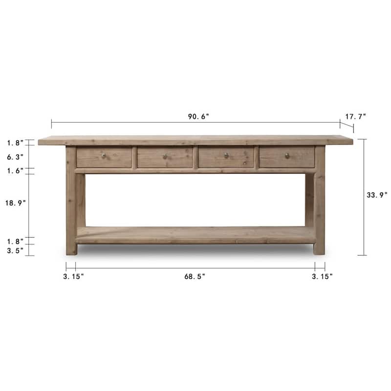 Long Amalfi Console Table with 4 Drawers 90 inches