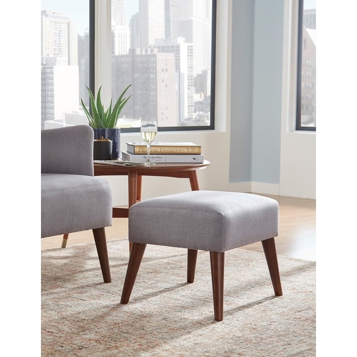 angelo:HOME Jane Ottoman - Grey Herringbone