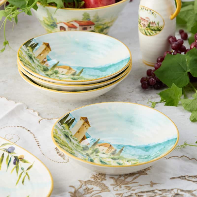 Certified International Tuscany 9" Pasta Bowls,38 oz.,Set of 4 - 9'' W x 9'' D x 2.25'' H