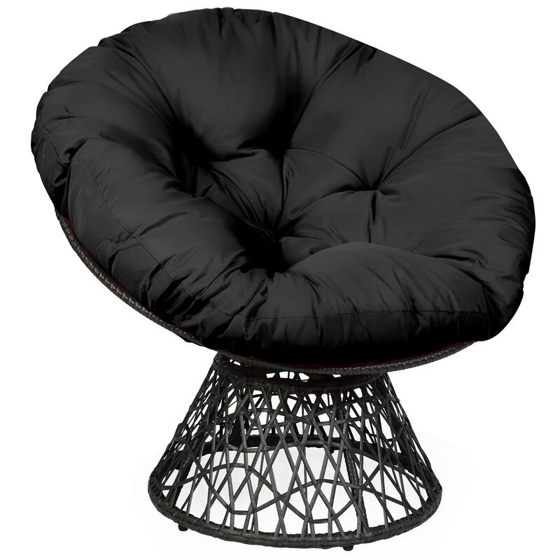 Costway Rattan Papasan Chair Ergonomic Chair 360-degree Swivel Soft