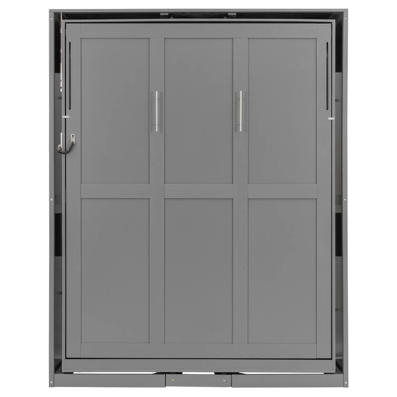 360° Rotating Queen Murphy Bed Cabinet with 14-Shelf Hidden Bookcase by Harper&Bright Designs