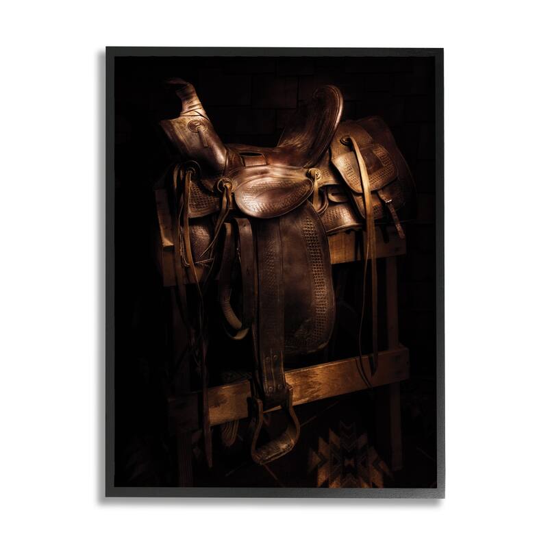 Stupell Vintage Saddle Photography Framed Giclee Art Design by PBurchettePhoto - 16 x 20 - Black