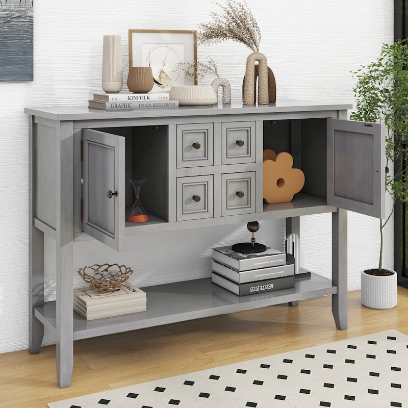 Cambridge Series Ample Storage Vintage Console Table with Four Small Drawers and Bottom Shelf for Living Rooms