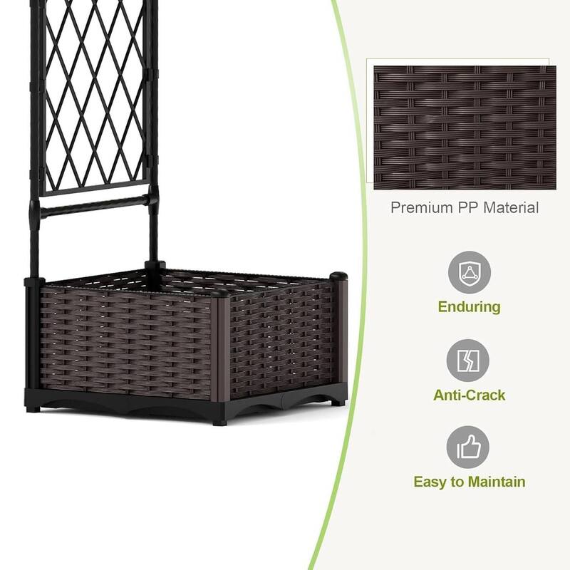 90.5" Weatherproof Garden Arbor with Dual Planter Boxes for Climbing Plants, Backyard, Patio