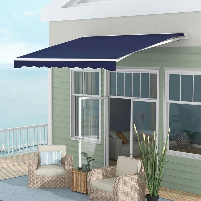 10'x8' Electric Retractable Awning,Remote Controller and Manual Crank