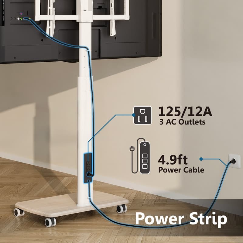 FITUEYES Rolling TV Stand with Power Strip for 32 - 65 Inch TVs