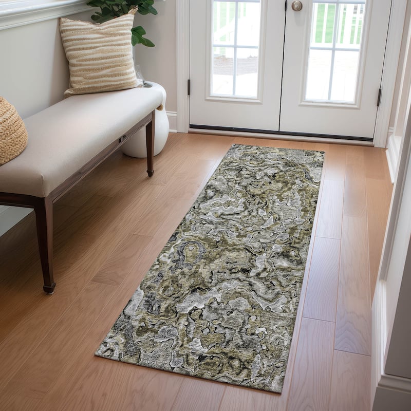 Machine Washable Indoor/ Outdoor Chantille Abstract Modern Rug