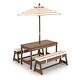 preview thumbnail 13 of 19, Kids Picnic Table and Bench Set with Cushions and Height Adjustable Umbrella - 35" x 17.5" x 20"