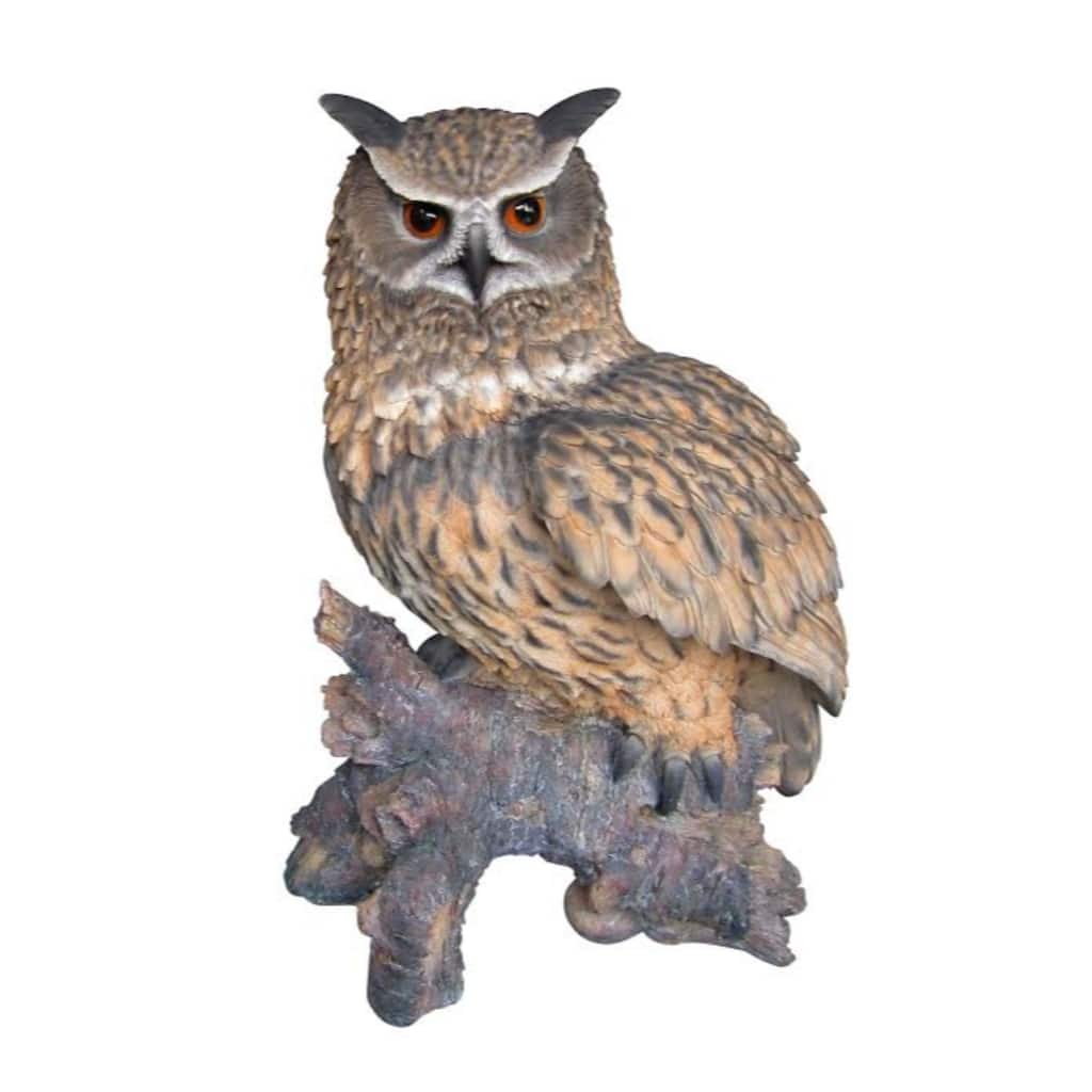 23.5" Eagle Owl on Stump Outdoor Garden Statue
