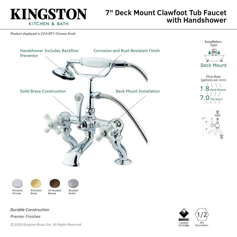 Kingston Brass Vintage Deck Mounted Clawfoot Tub Filler with Personal