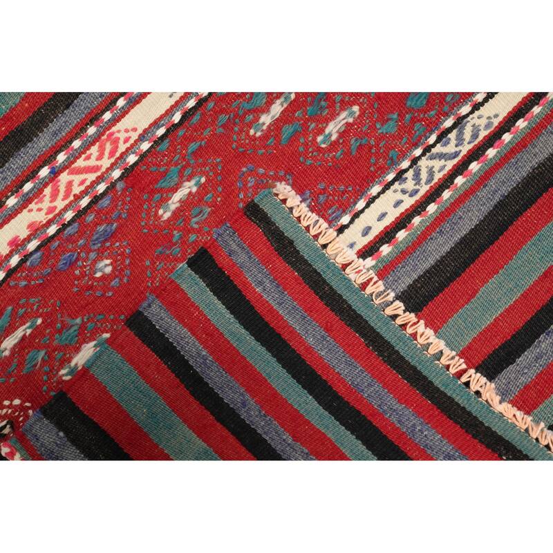 Hand Woven Oriental 100% Wool Carpet Southwestern Tribal Multi-Colored Kilim Area Rug - 9' 3'' X 5' 10''