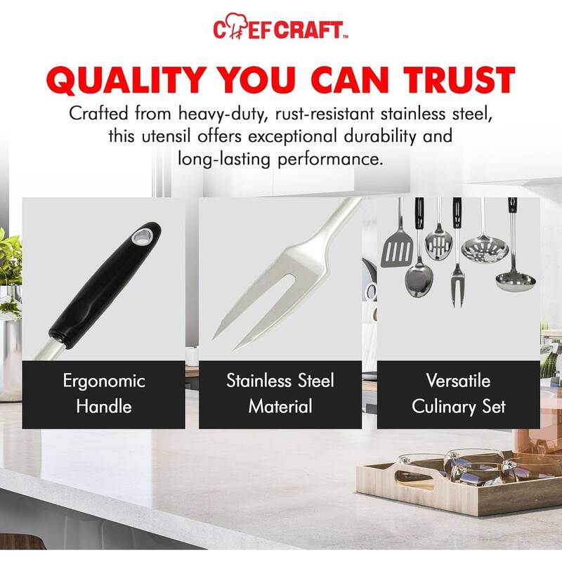 Chef Craft 13" Heavy Duty Stainless Steel Serving Turner Fork