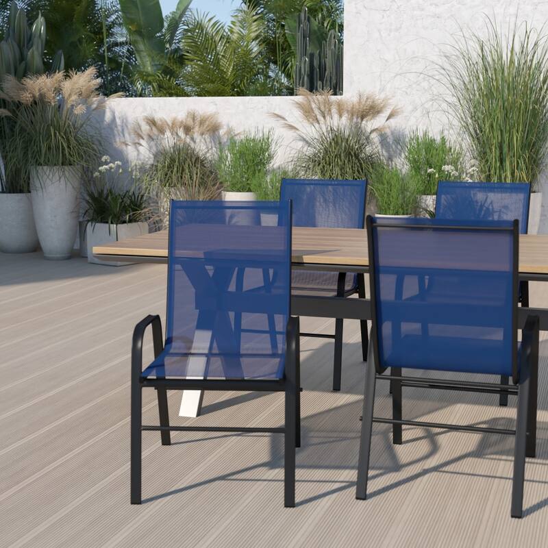 Outdoor Stacking Chairs w/ Flex Comfort Material (4 Pack)