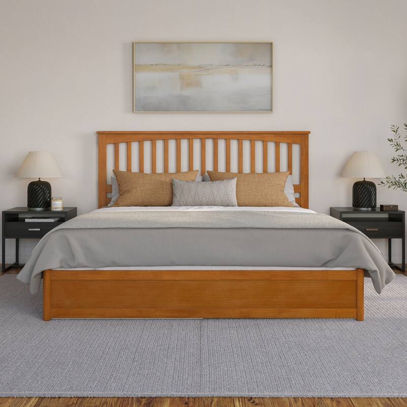 Everett Platform Bed with Panel Footboard and Twin XL Trundle