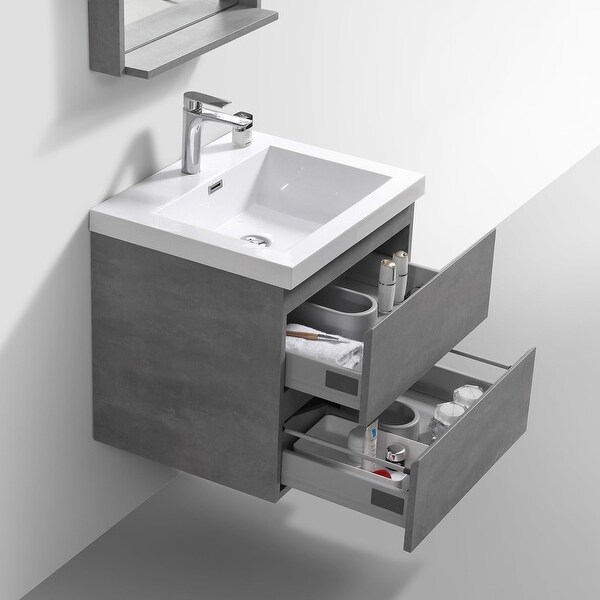 Alma-Pre 24-inch Wall Mount Vanity w/ sink. Opens flyout.