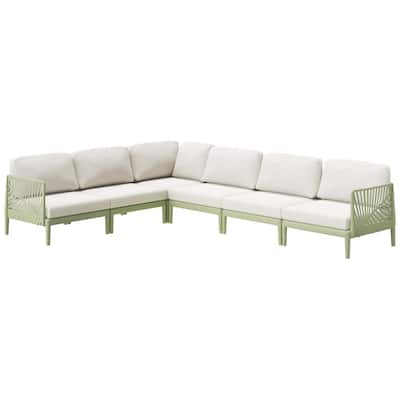 Frond and Form 6-Person Outdoor Patio Sectional with Cushions