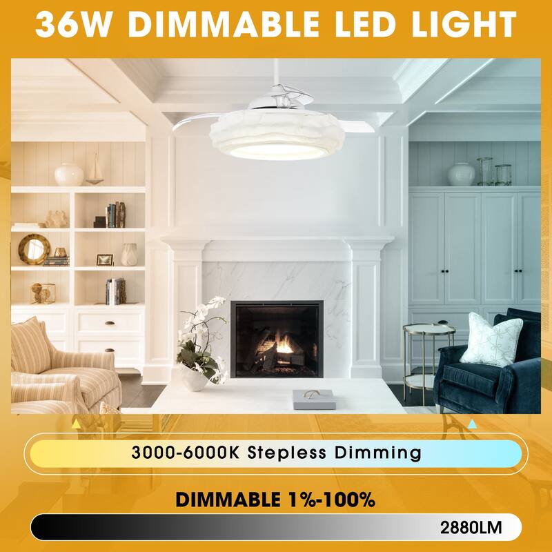 52" Coastal White Metal Fandelier Smart Ceiling Fans with Lights and Remote, App Control, Voice Control