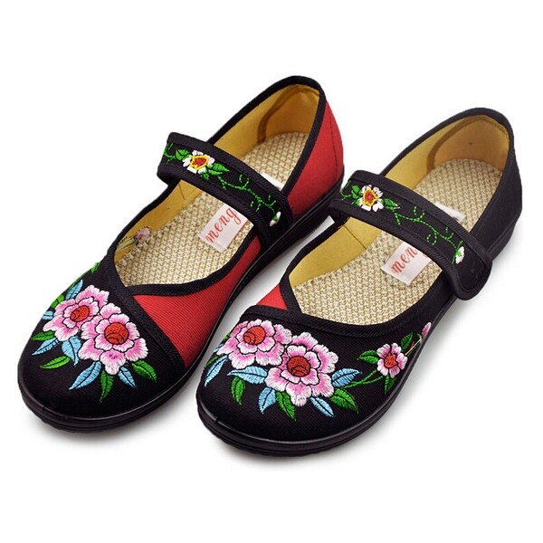 black chinese mary jane shoes