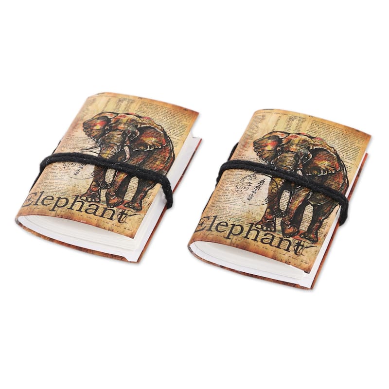 Novica Handmade Elephant Adventure Paper Mini-Journals (Pair)