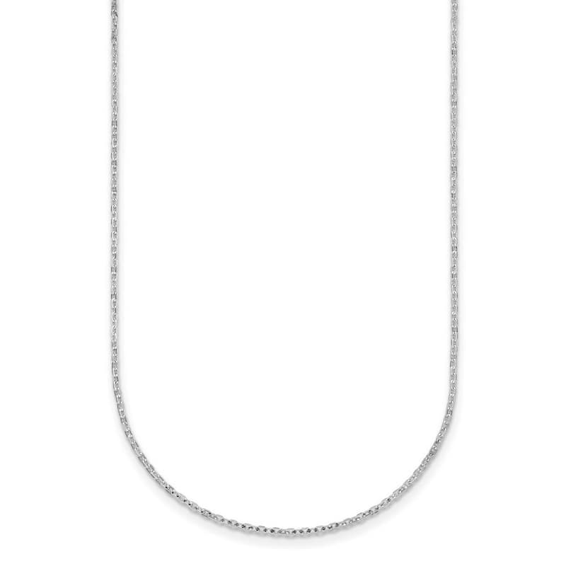 Curata Italian 14k White Gold 1.3mm Diamond Cut Fancy Chain Necklace (Lobster)