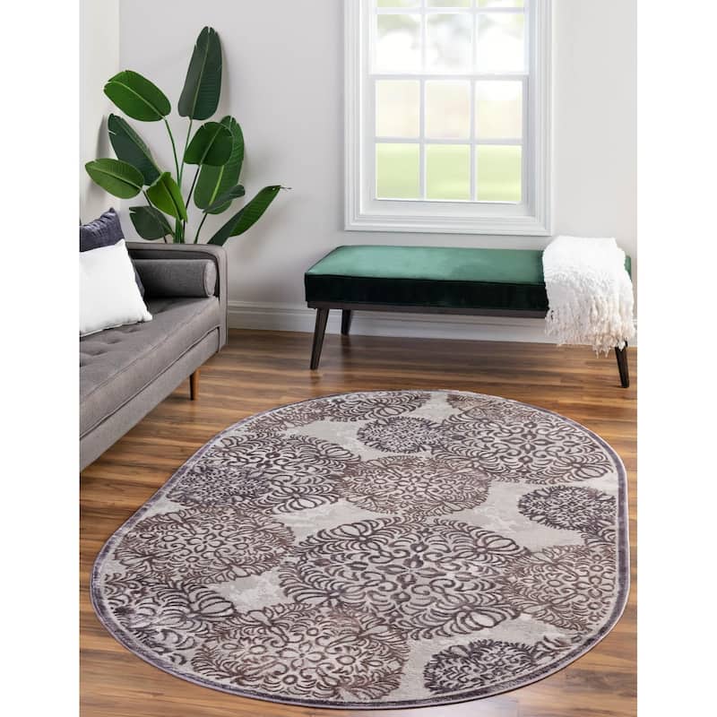 Country & Floral Cadence Collection Area Rug - 4'x6' Oval - Violet