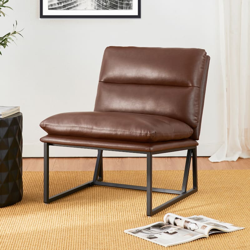 Glitzhome Set of 2 30.25"H Modern Ergonomic PU Accent Armless Chair
