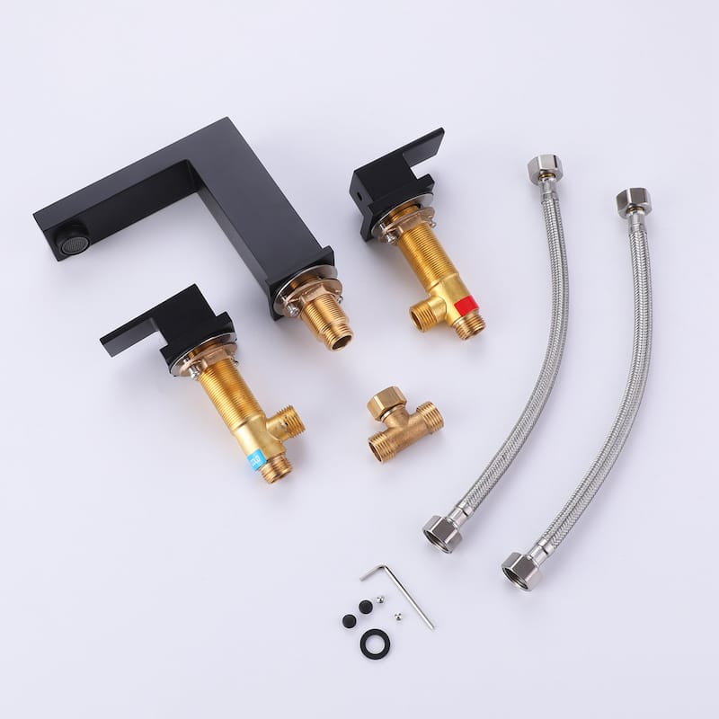 Double Handle Copper Widespread Bathroom Sink Faucet
