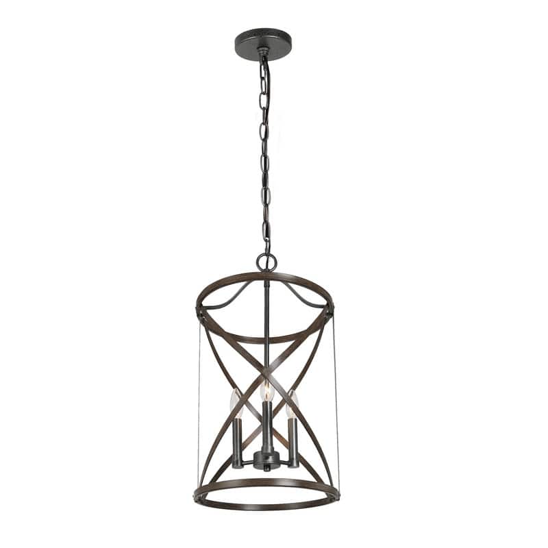 Halam Modern Farmhouse Barn Drum Chandelier Bronze Metal Island Pendant Lighting
