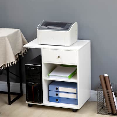 Rolling File Cabinet Cart,Mobile Printer Stand with Adjustable Shelf,Drawer and CPU Stand