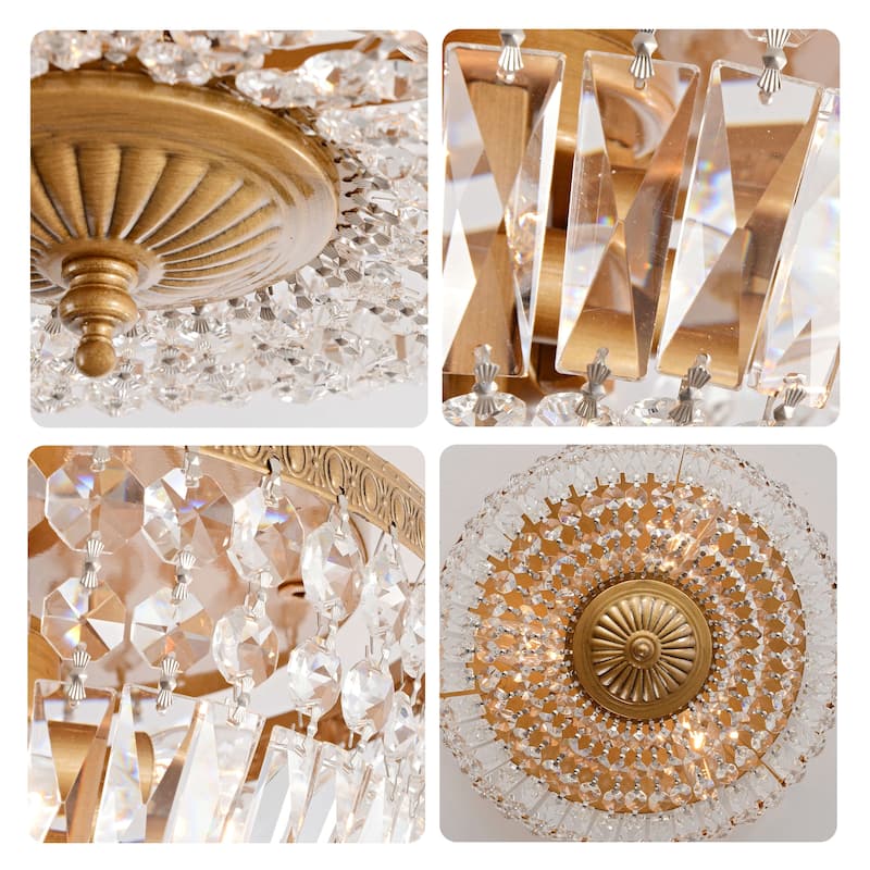 Silver Orchid Taylor 3-light Crystal Basket Flush Mount Chandelier
