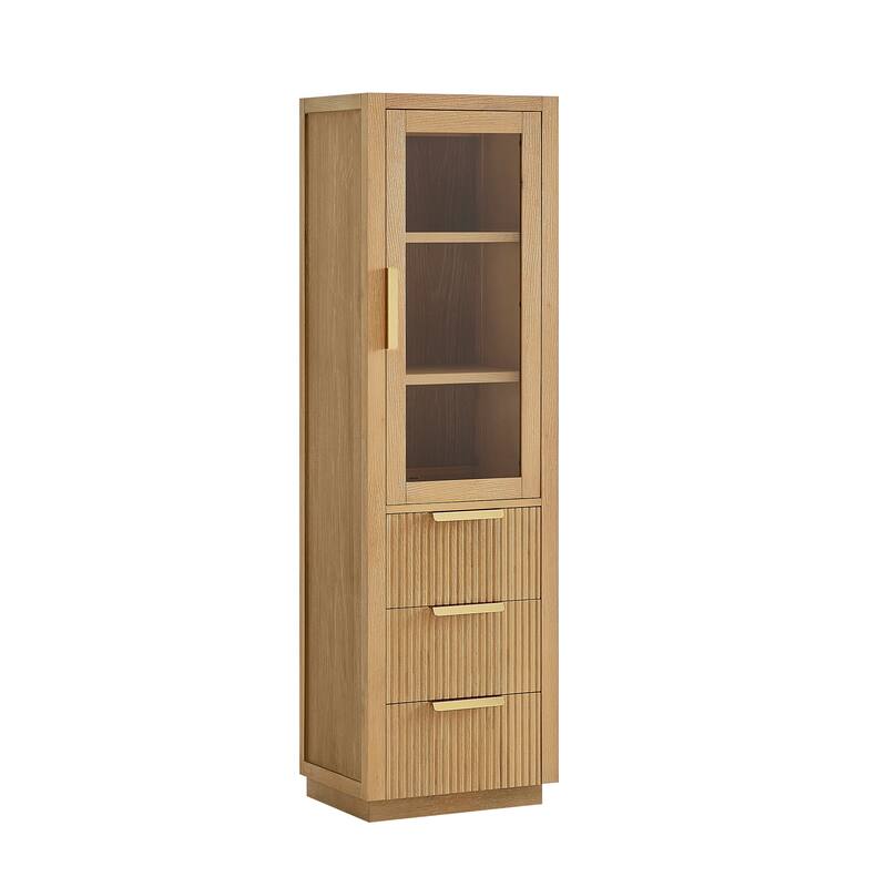 Santarem Solid Wood Bathroom Storage Cabinet - 21.7"W x 72"H - Washed Ash Grey