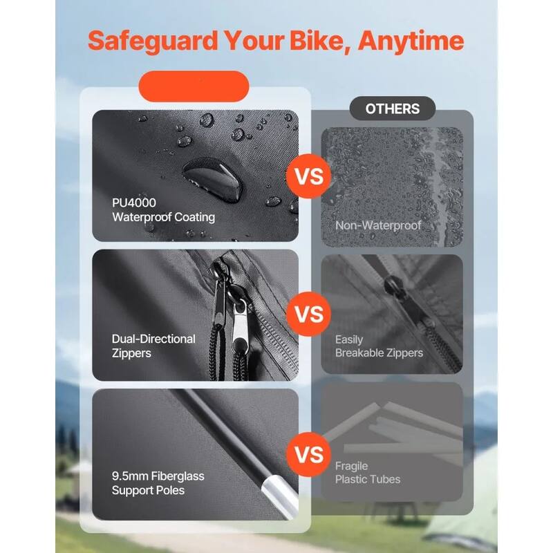 Black Fan-Shaped Bike Tent Waterproof Storage for 4-5 Bicycles Outdoors - 4 to 5 Bikes
