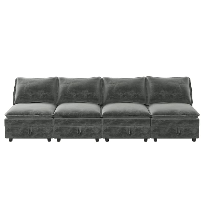 Roomfitters Modular 4-Piece Sofa with Storage, Free Arrangement Sectional Couch with Cushions and Sturdy Frame