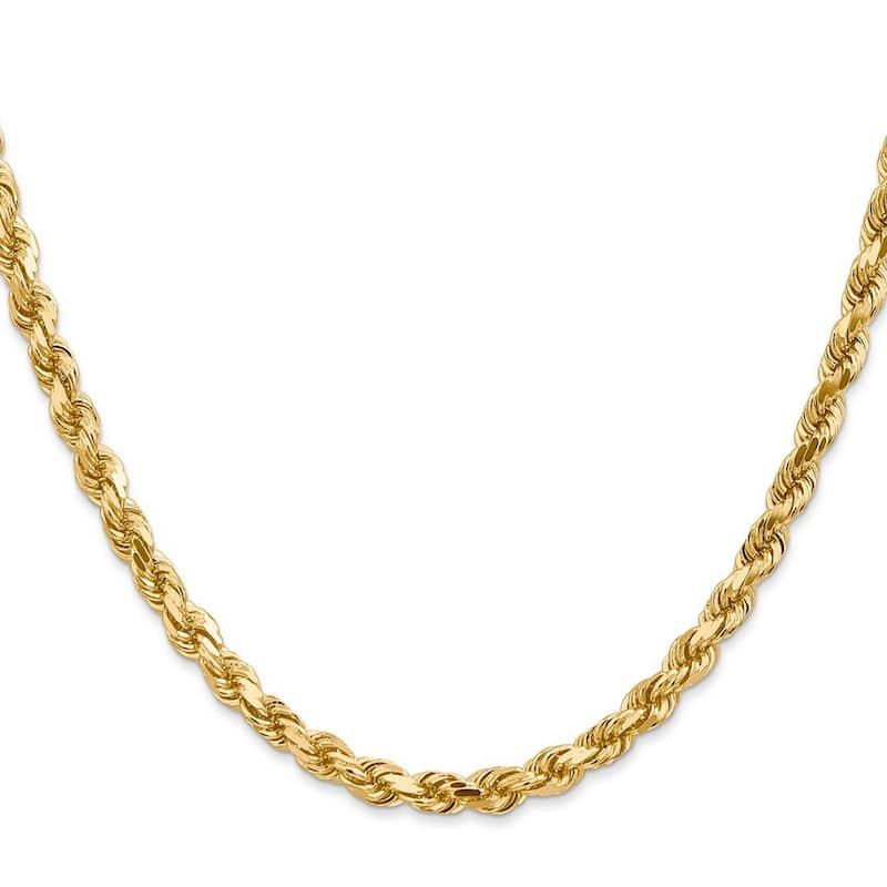 Curata 10k Yellow Gold 8" 5mm Sparkle Cut Rope Chain Bracelet 8 Inch