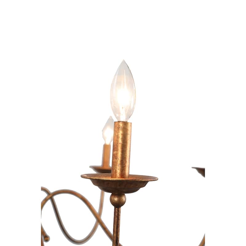 6-Light French Manor Chandelier – Distressed Gold Brass - Antique Brass