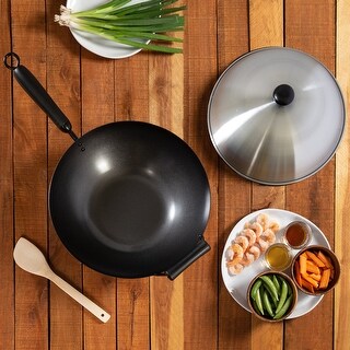 Joyce Chen 14" Carbon Steel Nonstick 4-Piece Wok Set