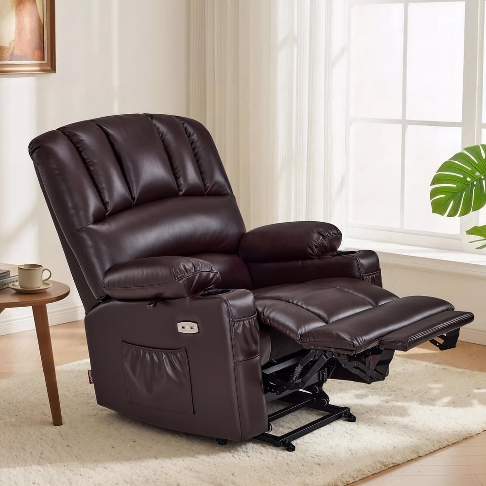 MCombo Power Lift Recliner Chair, Massage and Heat for Elderly, Extended Footrest,Cup Holders, USB Ports 7095