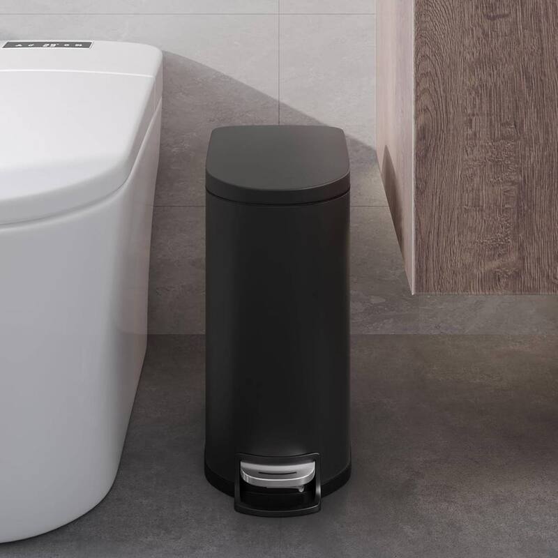 13.2 & 2.6 Gallon Kitchen Trash Can, Step-On Pedal Bins Combo Set