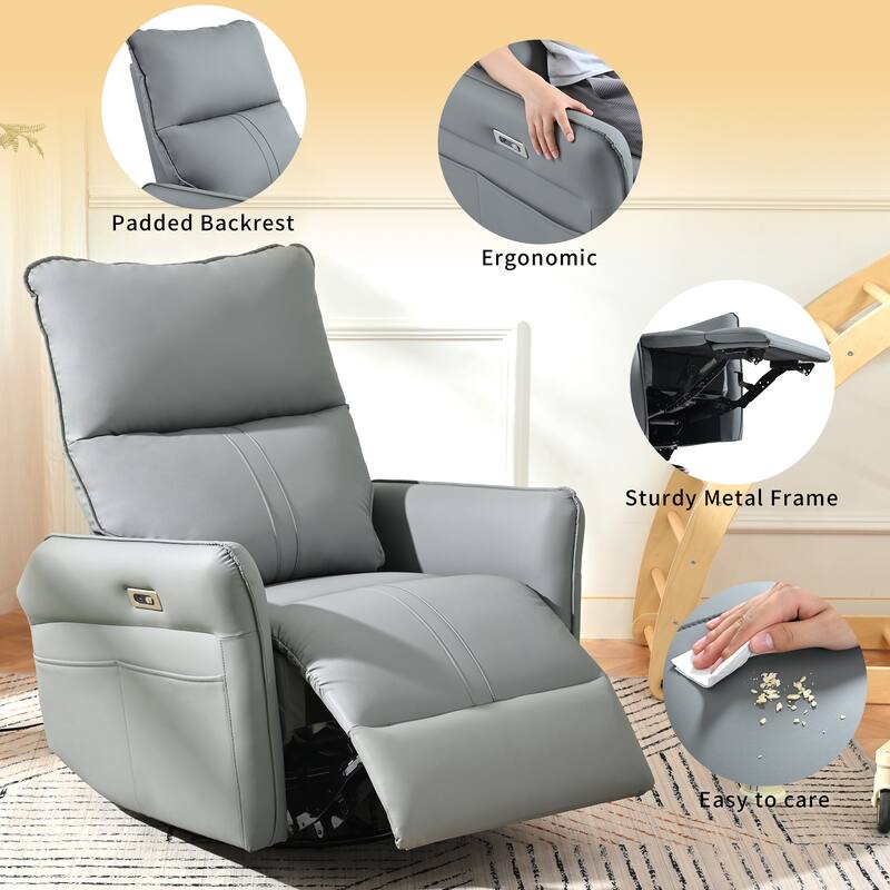 Power Swivel Rocker Recliner Chair for Adults, 270 Swivel Rocking Recliner Chair, Single Sofa Recliner for Living Room